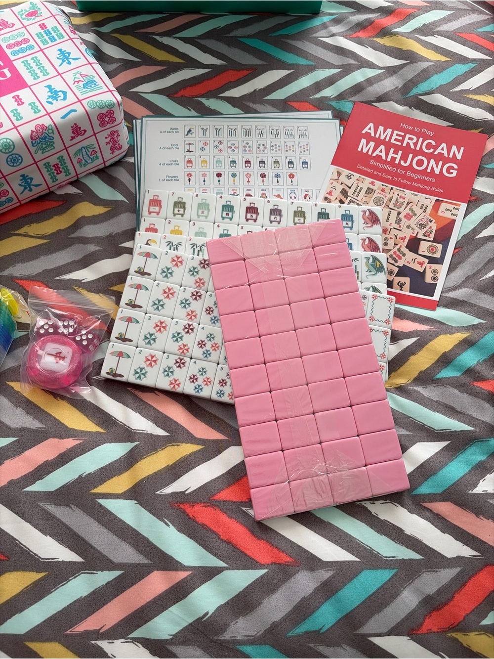 American Mahjong Tile Set - White Tiles with Multicolor Travel theme - Picture 2 of 9